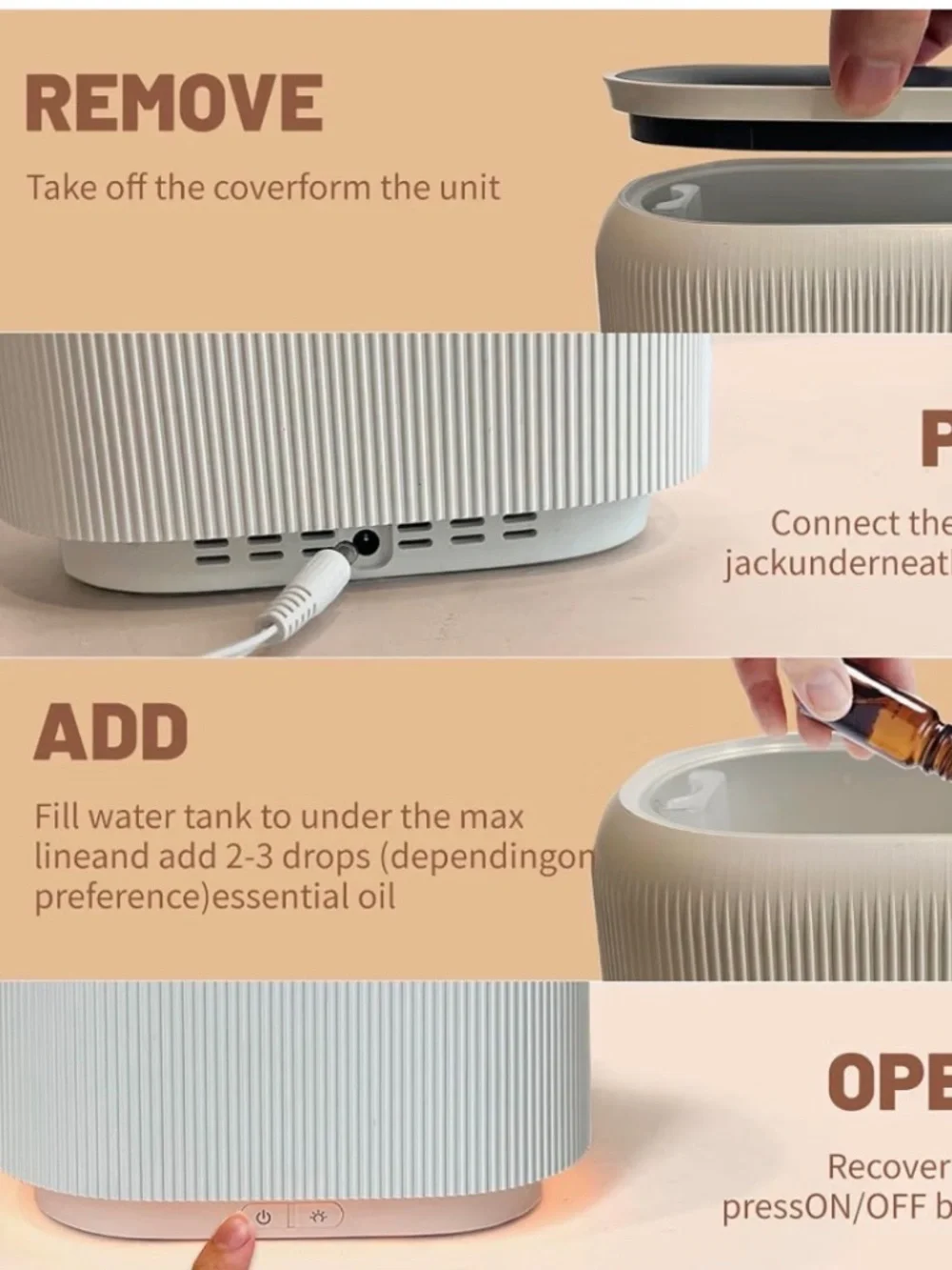 NIB Liffy Fireplace Flame Essential Oil Diffuser Mist Humidifier